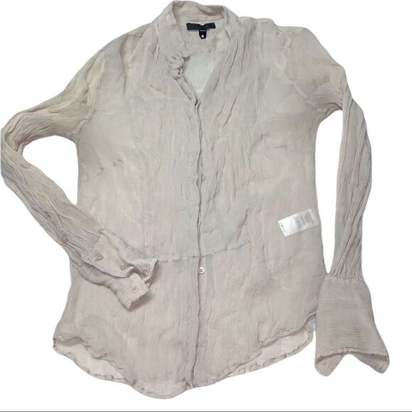 Joes Jeans size small tan sheer button up top - Picture 1 of 3